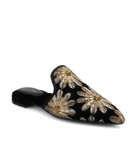 The Goldfinch 15 Mule - Black Gold Starburst Velvet