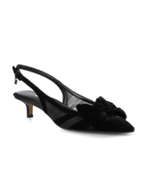 The Goldfinch Kitten Heel - Black Velvet Mesh