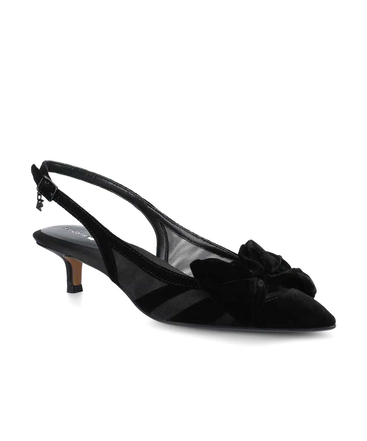 The Goldfinch Kitten Heel - Black Velvet Mesh