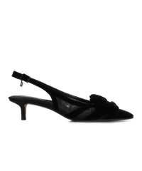 The Goldfinch Kitten Heel - Black Velvet Mesh