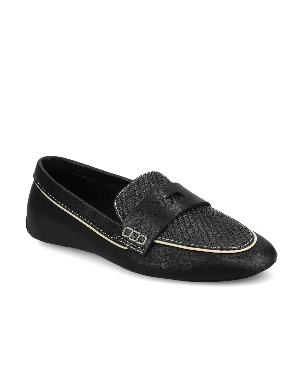 The Vesper Driver - Black Leather Raffia